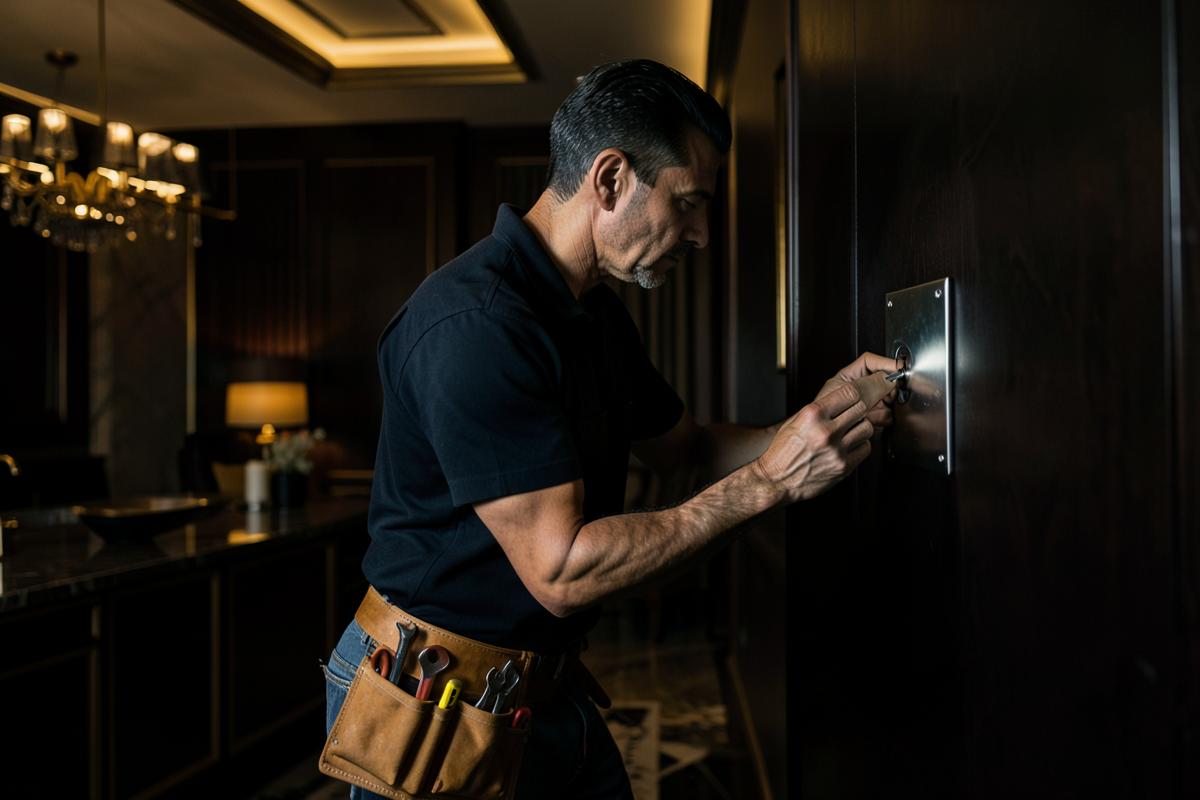 Manutentore tuttofare al lavoro in un appartamento Key Apartments